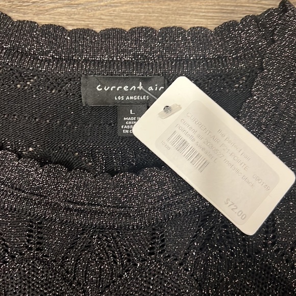 NWT Current Air Los Angeles Black Metallic Pointe Knit Sweater Size Large - Picture 3 of 6